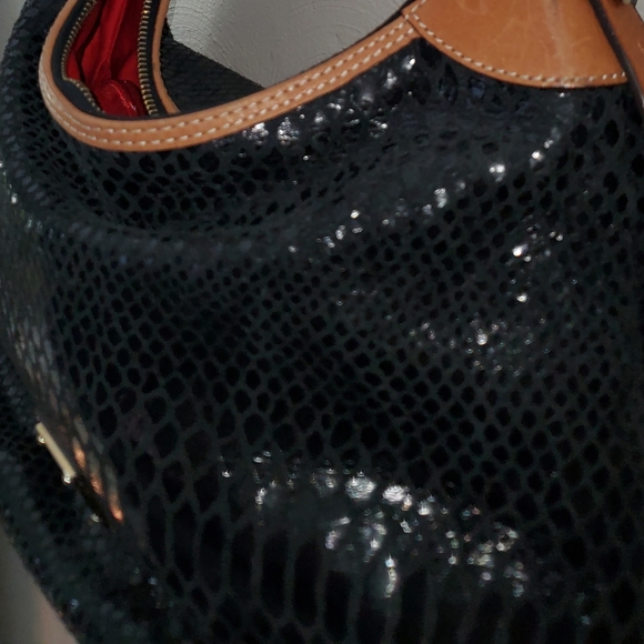 Dooney & Bourke Black Snakeskin Leather Handbag Euc - Picture 9 of 14